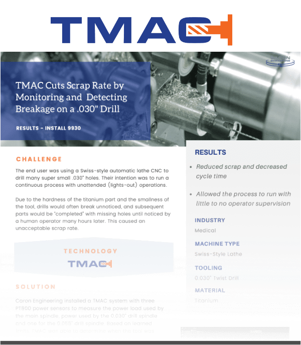 TMAC Cuts Scrap Rate by Monitoring and Detecting Breakage on a .030" Drill