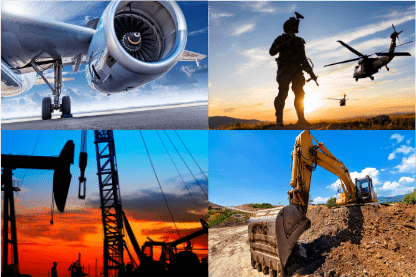 Collage highlighting industries served by Caron Engineering