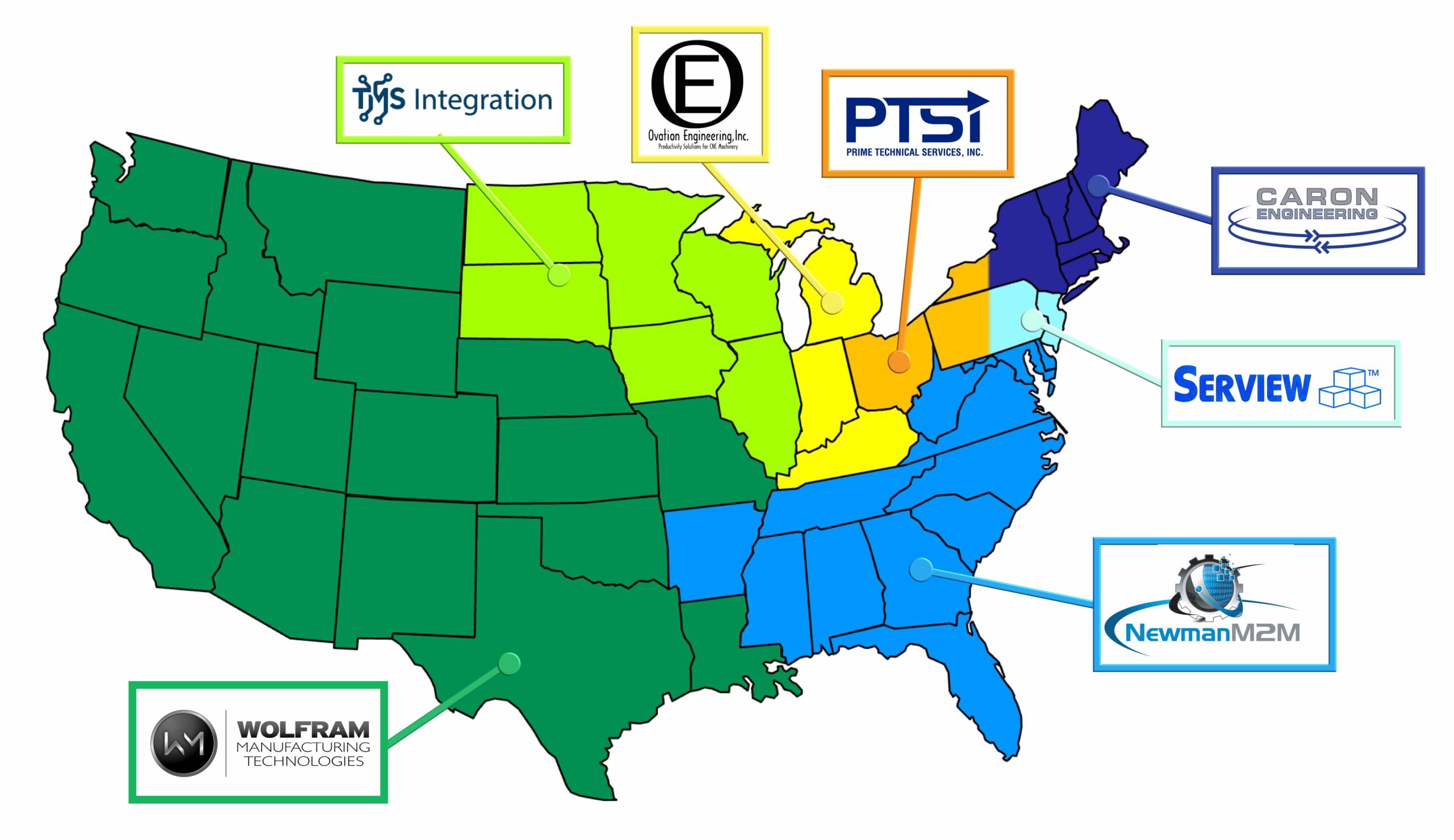 Integrator Map 2026 United States Caron Engineering